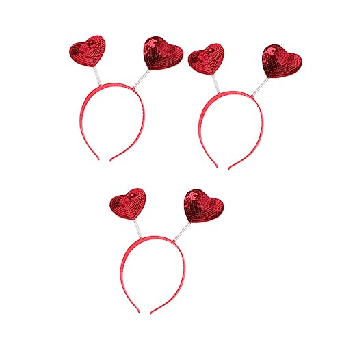 DOITOOL 3St Liebe Pailletten Stirnband haarschmuck Mädchen Kopftaste Stoff rot von DOITOOL