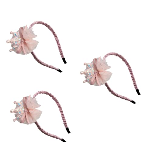 DOITOOL 3St Party-Stirnbänder Tiara für Mädchen Krone für Kinder Haarreifen für Mädchen haarschmuck Stirnband Kronenhaarband mädchen stirnbänder Fee Kopfbedeckung Hochzeitsblumen Baby Rosa von DOITOOL