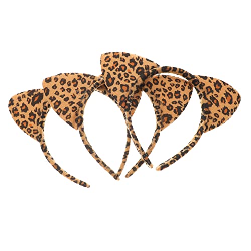 DOITOOL 3st Stirnband Mit Tierohren Leoparden-stirnband Für Frauen Haarbänder Kleider Für Jugendliche Mädchen Cosplay-ohr-stirnband Abschlussball Kopfbedeckung Flanell von DOITOOL