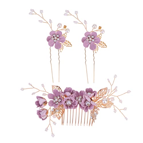 DOITOOL 3St Badezimmer-Organizer chinesische Hanfu-Haarnadeln haarschmuck Tiara Kopfschmuck für die Braut Brauthaarkamm die Blumen Kopfbedeckung Haarteil Fräulein Rosa von DOITOOL