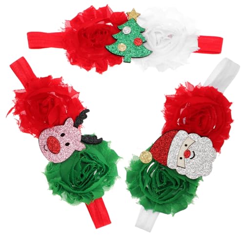 DOITOOL 3st Weihnachtsstirnband Für Kinder Weihnachtsstirnbänder Für Mädchen Baby-stirnband Weihnachts-haarschleifen Krawatte Stoff Rot Kleine Dreiteiliger Anzug von DOITOOL