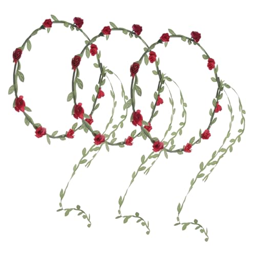 DOITOOL 3St elegant haar zubehör verstellbare Stirnbänder Blumengirlanden-Stirnband damen stirnbänder Blumenmädchen-Kopfschmuck Blatt Haarkranz Blattkrone Rose Haarring Suite Braut von DOITOOL