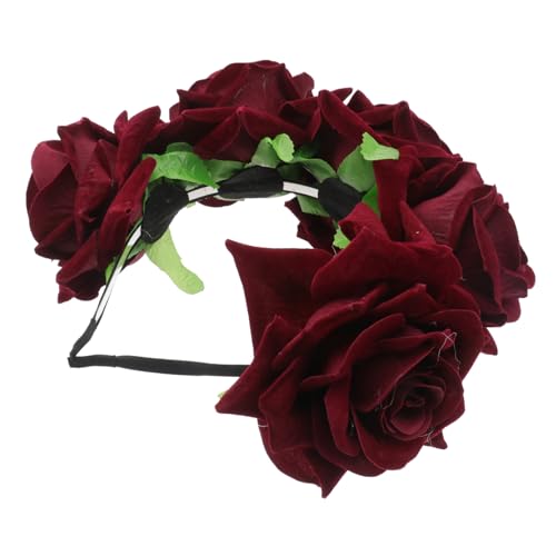 DOITOOL 3St gotischer Blumenkopfschmuck Boho-Blumenkrone für Frauen haarschmuck Tiara Stirnband Frauen Haarreifen rosafarbener Haarreif die Blumen Kopfbedeckung Blütenkopf Rose Fräulein von DOITOOL