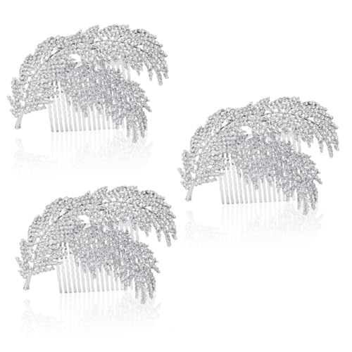 DOITOOL 3St kopfschmuck Tiara Braut Hochzeit Haarkamm Haarkamm-Clip Strasskamm Haarkamm-Gleitclip-Haarteil Haarkamm mit Strass Baumblätter Kopfbedeckung Haare hoch von DOITOOL