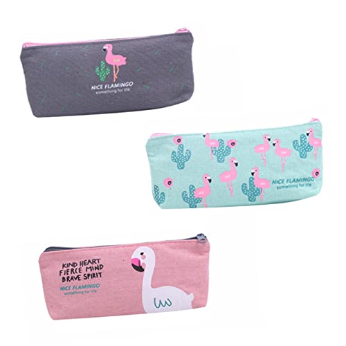 DOITOOL 3stücke Flamingo Stiftetasche Aus Canvas Mit Reißverschluss Für Studenten Als Federmäppchen Oder Kosmetiktasche Geeignet Praktisch Und Robust von DOITOOL