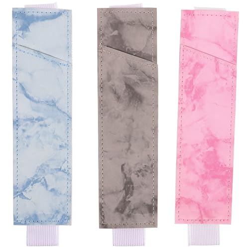 DOITOOL 3Stücke Stifthülle mit Gummiband Stifthalter für Notizbuch Kugelschreiberhülle Marmorfarben Praktischer und Tragbarer Stift Aufbewahrungstasche von DOITOOL