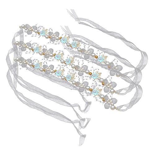 DOITOOL 3st Blumen-perlen-stirnband Brötchenhalter-clip Brautkrone Kristall-stirnband Für Mädchen Blumenmädchen-kopfschmuck Kopfschmuck Aus Perlen Perlenstirnband Haar Blütenkopf Kind von DOITOOL