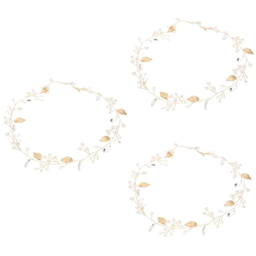 DOITOOL 3st Braut Haarschmuck Hochzeit Haarschmuck Für Die Braut Hochzeit Stirnband Damen Stirnbänder Goldene Kopfbedeckung Strass-stirnband Braut Kopfschmuck Legierung Weiche Kette Blatt von DOITOOL