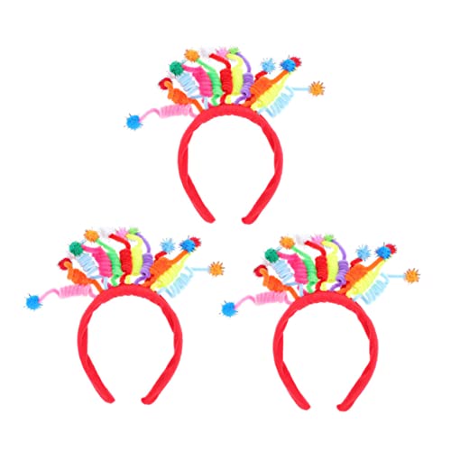 DOITOOL 3St Haarballfeder-Stirnband Tierstirnbänder für Kinder Geburtstags-Kopfschmuck im Pompon-Design Haargummi Haarband Kinderparty-Versorgung Partyzubehör empfindlich von DOITOOL