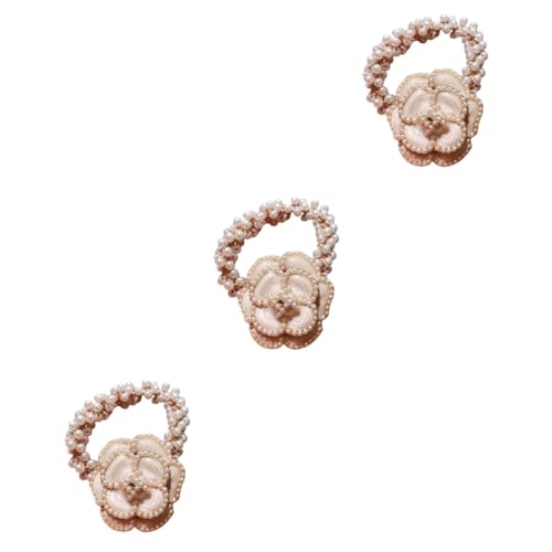 DOITOOL 3st Haarring Haarschmuck Für Damen Perlenhaar-scrunchie Schleifenhaar Elastische Haargummis Karikatur Tiara Mädchen Weiß Halter Die Blumen Bettwäsche Aus Baumwolle von DOITOOL