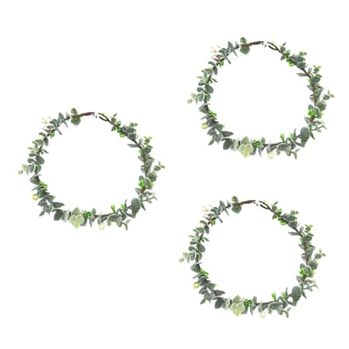 DOITOOL 3st Hochzeit Blumenstirnband Braut Stirnband Brautblumenkrone Stirnband Mit Blumenkranz Weihnachtsblattkrone Festkranz Tiara Frau Reisefotografie Grüne Blätter von DOITOOL