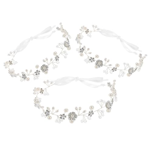 DOITOOL 3St Hochzeitskopfschmuck Stirnbänder für Mädchen Hochzeit Braut Stirnband Haarband Haargummis Tiara Haarschmuck für Damen Strass-Stirnbänder für Frauen Haarteil von DOITOOL