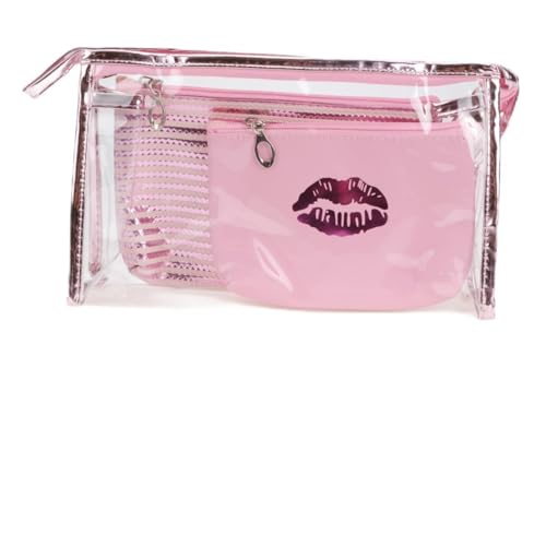 DOITOOL 3st Kosmetiktasche Make-up-Tasche Handtaschen Zur Aufbewahrung Makeup Tasche Aufbewahrungsbeutel Wäschesack Kulturbeutel Klar Geldbörse Mit Reißverschluss Rosa PVC von DOITOOL