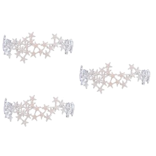 DOITOOL 3st Leichte Kopfbedeckung Strass-kopfschmuck Kristallstern-stirnband Barock Stern Tiara Für Frauen Hochzeitshaarschmuck Für Frauen Haarschmuck Für Damen Weiß Braut Jahrgang Schal von DOITOOL