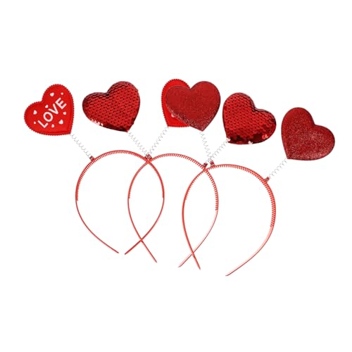 DOITOOL 3st Liebe Pailletten Stirnband Pailletten-herz-kopfschmuck Valentinstag Kopfbedeckungen Valentinstags-stirnbänder Für Frauen Liebe Herz Haarband Stoff Kleidung Geschenk Fräulein von DOITOOL