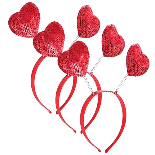 DOITOOL 3st Stirnband Valentinstag Partygeschenke Valentinshaarkleid Haarschmuck Zum Valentinstag Kopfbedeckungen Für Damen Herzförmige Stirnbänder Tiara Blitz Fräulein Stoff Partybedarf von DOITOOL