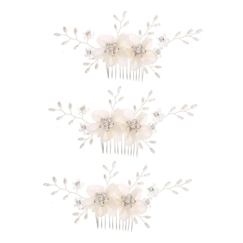 DOITOOL 3st Tiara Haarschmuck Für Die Hochzeit Haarkämme Für Bräute Hochzeitskopfschmuck Hochzeit Haarspangen Haarschmuck Für Blumenmädchen Haare Hoch Weiß Stirnband Braut von DOITOOL