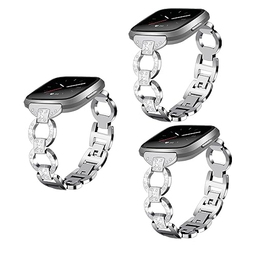 DOITOOL 3st Uhrenarmband Für Trendige Accessoires Trageschlaufe Diamant Bänder Für Frauen Uhrenarmbänder Für Damen Edelstahluhr Vermissen De Abs Modisch Souveränes Silber Nachthemd Metall von DOITOOL