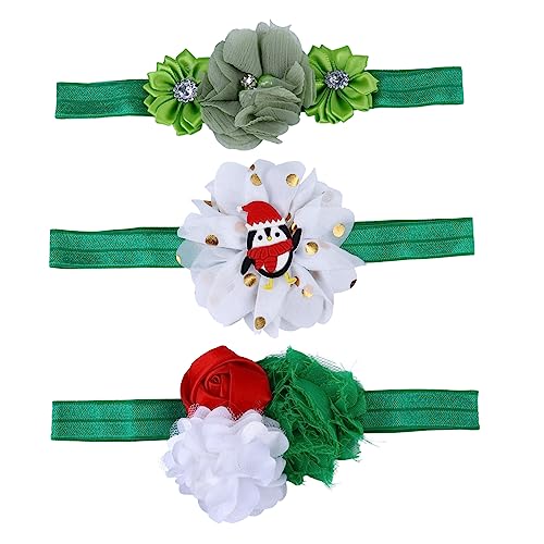 DOITOOL 3St Weihnachtsstirnband für Kinder Stirnbänder für Babys elastisches Haarband aus Nylon Haargummis weihnachtsdeko kleinkind stirnband Halloween-Stirnbänder Blumen von DOITOOL