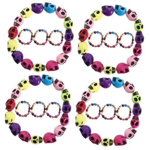 DOITOOL 4 Sätze Teiliges Punk Skull Bead Armband Für Herren Gothic Halloween Schmuck Mit Einzigartigem Design Für Partys Und Besondere Anlässe 4 Stück * 4 von DOITOOL