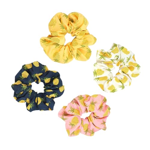 DOITOOL 4 Stück Ananas-wurst-ringe Schleife Scrunchie Fruchtgummis Haargummis Diademe Für Mädchen Elastisches Haarband Haarseile Elastisches Haargummi Bogen Stoff Fräulein Lockig Halter von DOITOOL