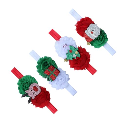 DOITOOL 4 Stück Weihnachtsstirnbänder Baby Sankt Weihnachtsstirnband Haarschmuck für Babys baby stirnbänder weihnachtliche kopfwickel Baby-Kopfbedeckung Weihnachten Blumen von DOITOOL