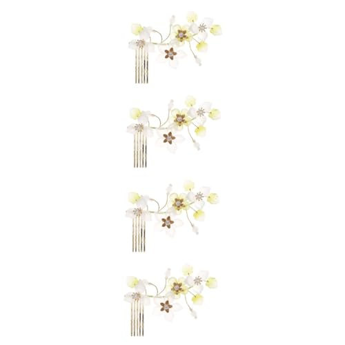 DOITOOL 4 Stück Blumenkamm Haarkamm Floraler Haarkamm Hochzeit Haarkamm Blumendekoration Floraler Kopfschmuck Hochzeitsdekoration Haarschmuck Tiara Metall Braut Kristall von DOITOOL