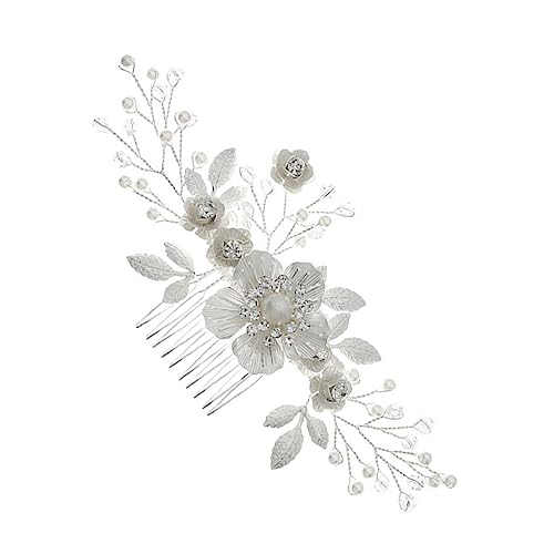 DOITOOL 4 Stück Blumenkamm Hochzeitsdekoration Hochzeitshaarschmuck für Bräute Tiara Haarschmuck aus Perlen hochzeit braut haarkamm Französisch Kopfbedeckung Zubehör ABS von DOITOOL