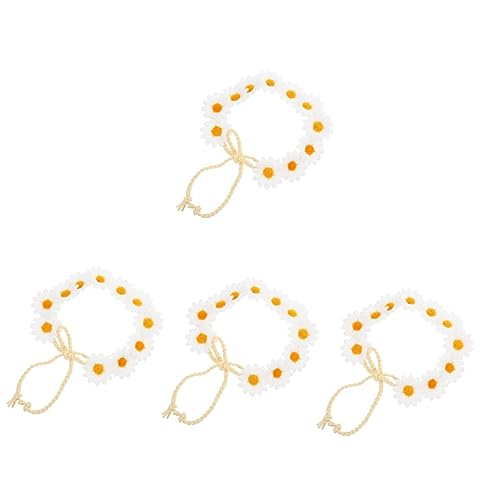 DOITOOL 4 Stück Haarschmuck Blumengirlande Braut Sommerdeko Blumen- Stirnbänder für Männer Stirnband Haarreifen frauen kopfschmuck Hochzeit schmücken Schleife Kopfbedeckung Mann Kranz Weiß von DOITOOL