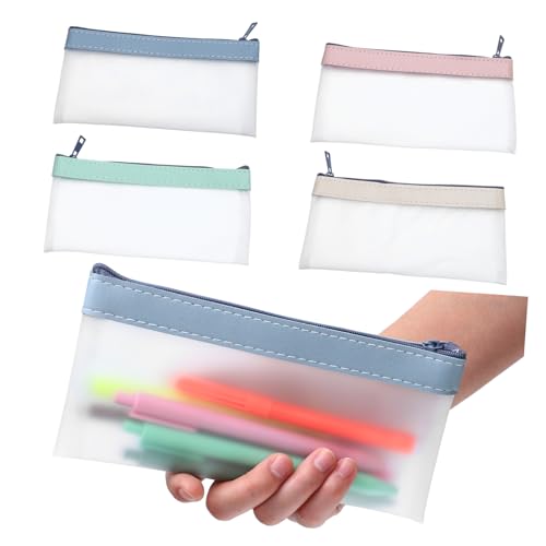 DOITOOL 4stücke Stifttaschen Transparente Federmäppchen Stifthalter Reißverschlusstaschen Geldbeutel Schreibwaren-Organizer Make-up-Taschen Kosmetiktaschen von DOITOOL