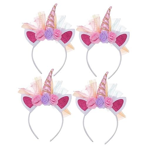 DOITOOL 4 Stück Haarschmuck für Babys Stirnbänder für Kinder Haare Einhorn Haarschmuck für Kinder Haarschmuck für Kleinkinder Haarbänder glänzendes Haar lustiger Haarreif Mädchen Stirnband von DOITOOL