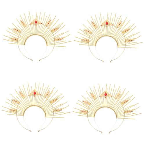 DOITOOL 4 Stück Halo-stirnband Unserer Lieben Frau Kronen Für Frauen Griechisch Göttin Haarband Himmlisch Krone Kopfschmuck Roma-kostüm Kopfbedeckung Mondkrone Metall Gold Braut Mädchen von DOITOOL