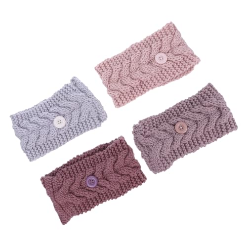 DOITOOL 4 Stück Knopf Wollstirnband Gesichtsmake- Up- Stirnband. Elastisches Yoga- Stirnband. Konfetti- Stirnband. Knopfkopfverpackung. Bowtie- Stirnbänder. Garn Winter Halterung Fräulein von DOITOOL