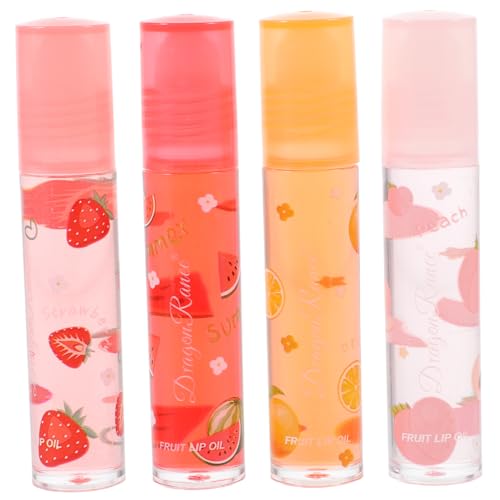 DOITOOL 4 Stück Lippenbalsam Aus Früchten Lippenstift Mit Fruchtgeschmack Obst Flüssiger Lippenstift Feuchtigkeitsspendendes Lipgloss-set Damen Wasser-doodle Schminkset Kunststoff Bilden von DOITOOL