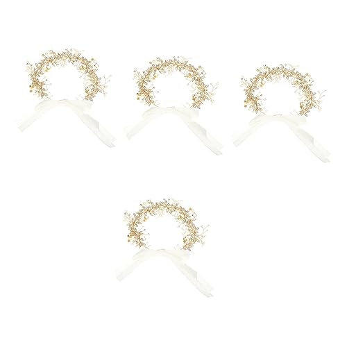 DOITOOL 4 Stück Perle und Diamant-Stirnband Strass-Stirnband Haarschmuck für Mädchen Haarband Haargummi Brautkopfschmuck für die Hochzeit Perlen Stirnband Legierung Kopfbedeckung Zubehör von DOITOOL