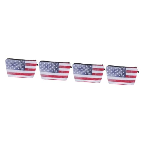 DOITOOL 4 Stück Retro American Flag Kosmetiktasche Multifunktionale Portable Federmappe Langlebige Haushalts und Schminktasche Digitaldruck Leicht zu Reinigen für Schule und Büro von DOITOOL