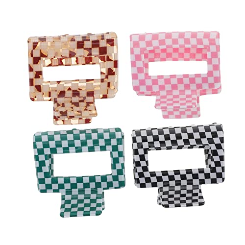 DOITOOL 4 Stück Krallenhaarspangen in Schachbrett Design Kleine Haarklammern Für Damen Rutschfest Für Reisen Und Alltag Haarschmuck Für Dickes Und Dünnes Haar von DOITOOL
