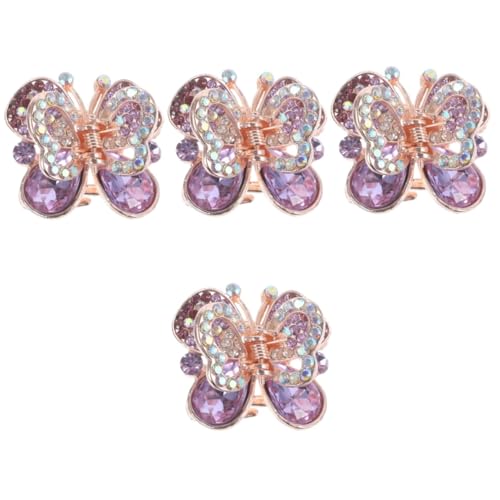 DOITOOL 4 Stück Schmetterlings-strass-clip Strass-haarspangen Für Frauen Haarspangen Für Damen Haarspangen Mit Strass Haar Klammern Strasssteine Violett Metall Haarschmuck von DOITOOL