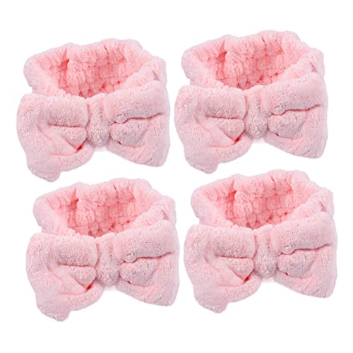 DOITOOL 4 Stück Stirnband aus korallenrotem Fleece Make- up- Haar- Reifen Haarb?gen für Frauen Makeup Headband. Elastizität Kopfbedeckung Haarschmuck Schal Damen Korallenvlies von DOITOOL