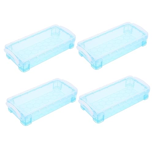 DOITOOL 4 Stück Teiliges Stifteetui Kunststoff Stapelbare Aufbewahrungsbox für Stifte und Schreibwaren Transparentes Design für Schule von DOITOOL