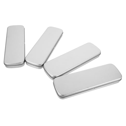 DOITOOL 4 Stück Teiliges Stifteetui aus Robustes Blech Federmäppchen mit Gewölbtem Design Tragbare Bleistiftaufbewahrung für Schüler Vielseitige Schreibwarenbox in Silber von DOITOOL