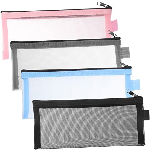 DOITOOL 4 Stück Tragbare Bleistiftbeutel Nylon Multifunktionale Stifte Organizer mit Reißverschluss für Büro und Schulbedarf Schwarz Blau von DOITOOL