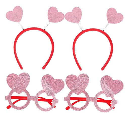 DOITOOL 4 Stück Valentinstag Stirnband Valentinstag Verkleiden Valentinstag-stirnbänder Für Frauen Kostümzubehör Für Frauen Paar Stirnband Liebhaber Brillengestelle Vliesstoff Herzförmig von DOITOOL