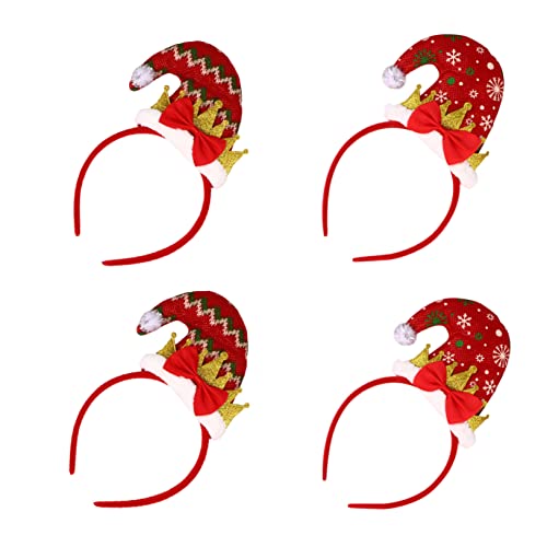 DOITOOL 4 Stück Weihnachtsmütze Stirnband weihnachts haarreif haarband weihnachten christmas headband weihnachtskopfschmuck Mädchen dekorative Gegenstände Kind Stoff rot von DOITOOL