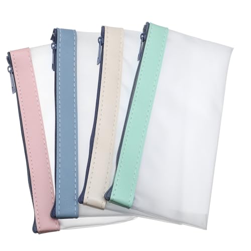 DOITOOL 4 Stück Zipper Pencil Pouches Transparente Geldtaschen Stiftetui für Geld Kosmetik Büromaterial Sichere Reißverschlussverschlüsse und Einfache von DOITOOL