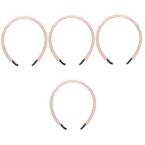 DOITOOL 4 Stück Barockes Strasshaar Haarbandanas Haargummis Für Mädchen Modische Stirnbänder Kopfschmuck Für Frauen Strassbesatz Strasssteine Kristall Damen Rosa Stirnband von DOITOOL