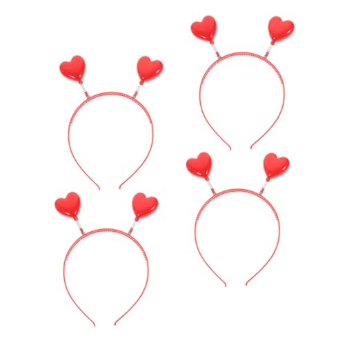 DOITOOL 4 Stück rotes Herz-Stirnband valentinstag zubehör valentine herz stirnbänder Hochzeitsdekoration Haargummis Tiara Hochzeit Haarband Valentinstag Stirnband Liebe Kopfbedeckung Amor von DOITOOL