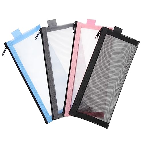 DOITOOL 4 Teiliges Federmäppchen Transparente Schreibwarentasche Durchsichtige Stiftetasche Aus Netzgewebe Für Aufbewahrungstasche Aus Netzgewebe Mit Reißverschluss Bleistifttaschen von DOITOOL