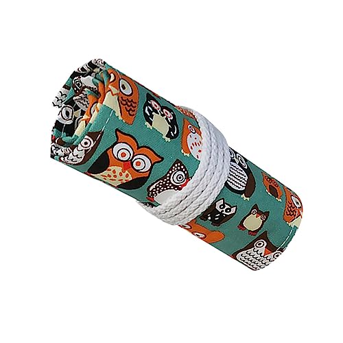 DOITOOL 48löcher Stifterolle Eulen-Aufdruck Gummiband-aufbewahrungsöffnung Praktisch Für Schüler von DOITOOL