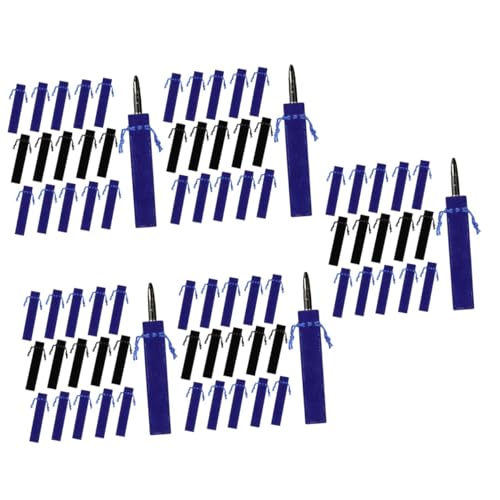 DOITOOL 5 Sätze Stiftbeutel Mit Zugband Kleine Stiftpouches Für Sicheren Schutz Von Kugelschreibern Bleistiften Und Kleinen Gegenständen in Blau Und Schwarz Verschenken Für 50 Stück * 5 von DOITOOL